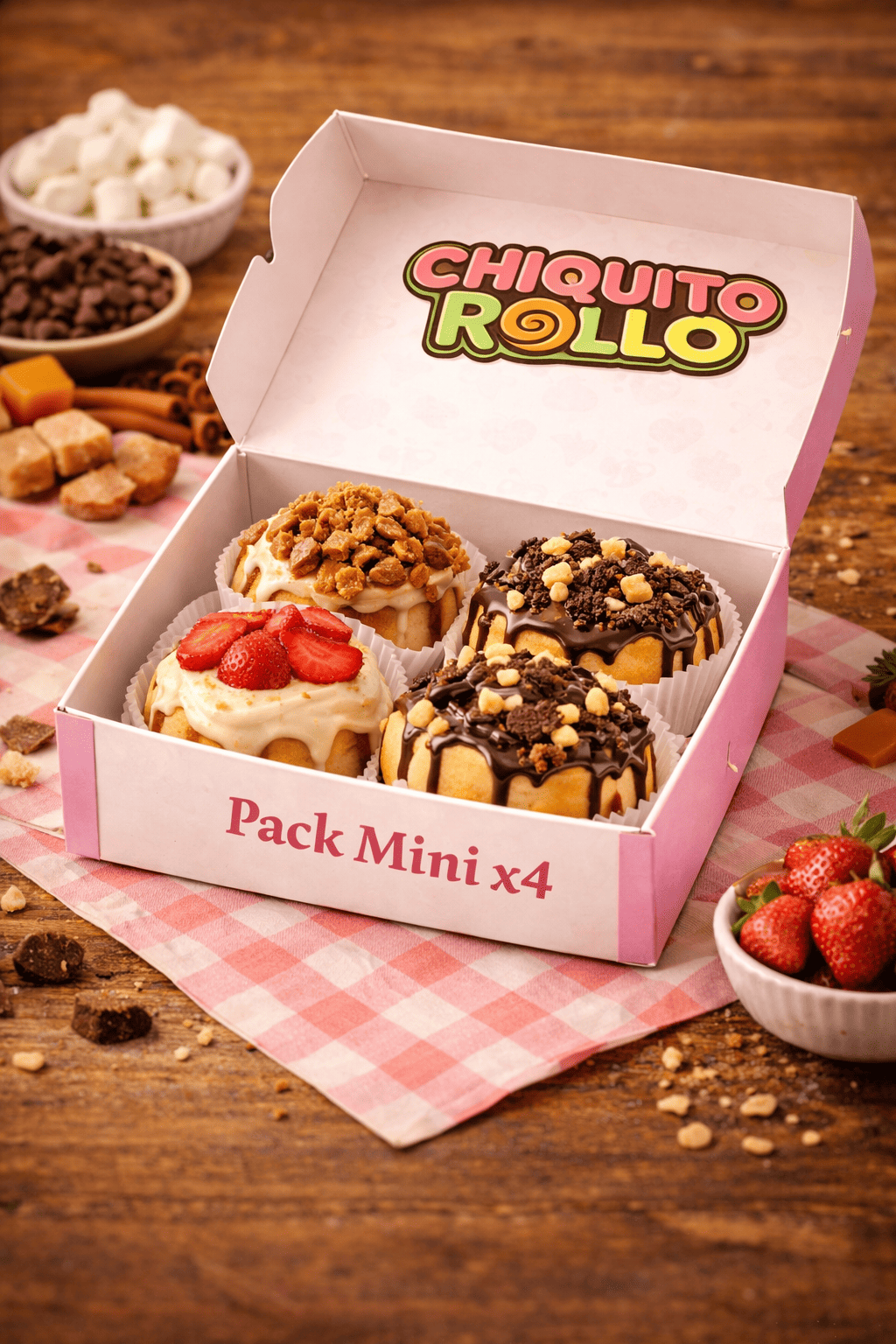 Mini rolls (4 uds), pack de rolls de canela Chiquito Rollo Puerto de la Cruz